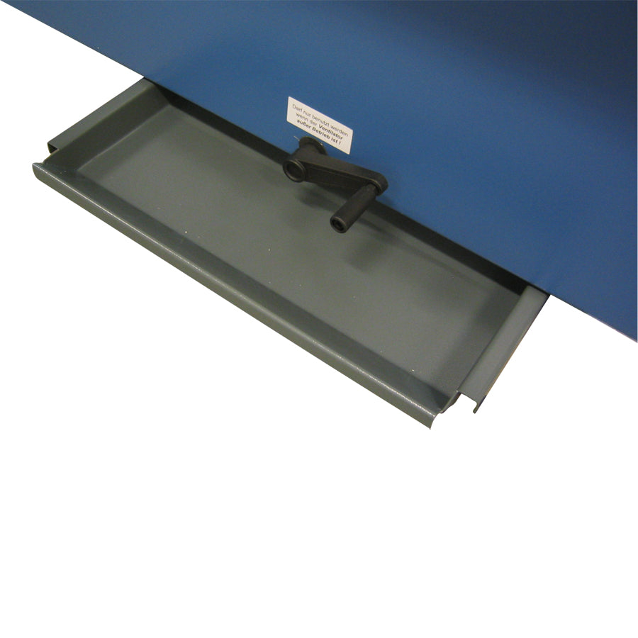 Odsávací stůl UFPR-B s ventilátorem a zadní stěnou s odsáváním, šířky 1.000–3.000 mm, hloubka 1.000 nebo 1.250 mm, různé stolové rošty