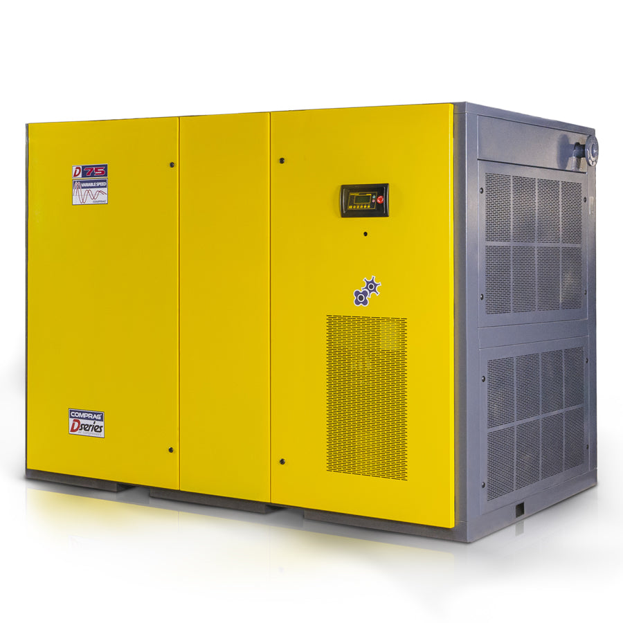Schraubenkompressor DV Serie, 1:1 Direktantrieb, drehzahlgeregelt, 75 kW Antriebsleistung, 11,3/12,8 m³/min Volumenstrom, 8/10 bar max. Betriebsdruck