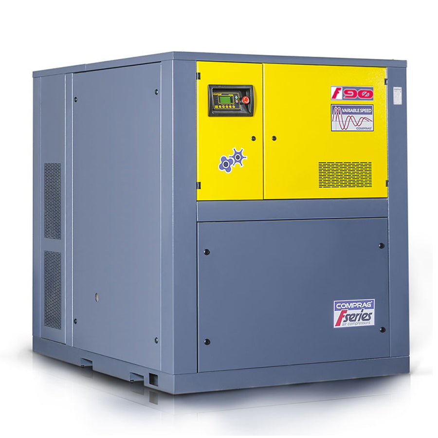 Šroubový kompresor řady FV s regulací otáček, výkon pohonu 90 kW, průtok 12,8/14,7 m³/min, max. provozní tlak 5–8 nebo 5–10 bar