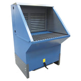 Udsugningsbord UFPR-BS-ISO med ventilator, isoleret afskærmning og udsugning gennem bagvæggen, bredder fra 1.000-3.000 mm, dybde 1.000 eller 1.250 mm, forskellige bordbelægninger