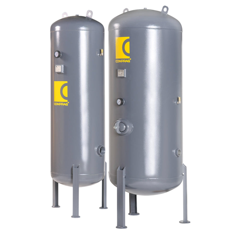 Réservoir d’air comprimé RV, 500-3.000 litres, pression de service max. 11 bar, vertical, revêtu par poudrage (P) ou galvanisé à chaud (G)