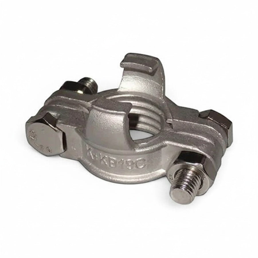 Fascetta stringitubo forma B con griffe di sicurezza DIN 20039 in acciaio inox, V4A, zincata, PN 16, tubo con diametro interno 13 - 25