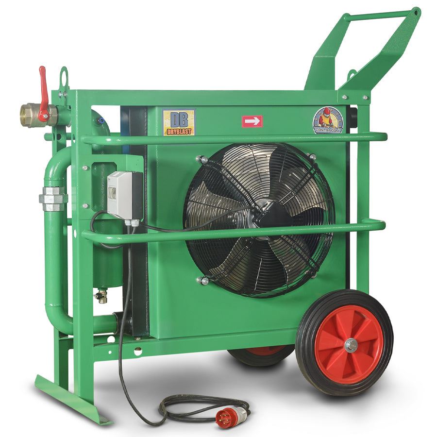 Refroidisseur d’air comprimé mobile DryBlast DBE, entraînement électrique, pression de service max. 12 bar, débit volumique max. 3-25 m³/min