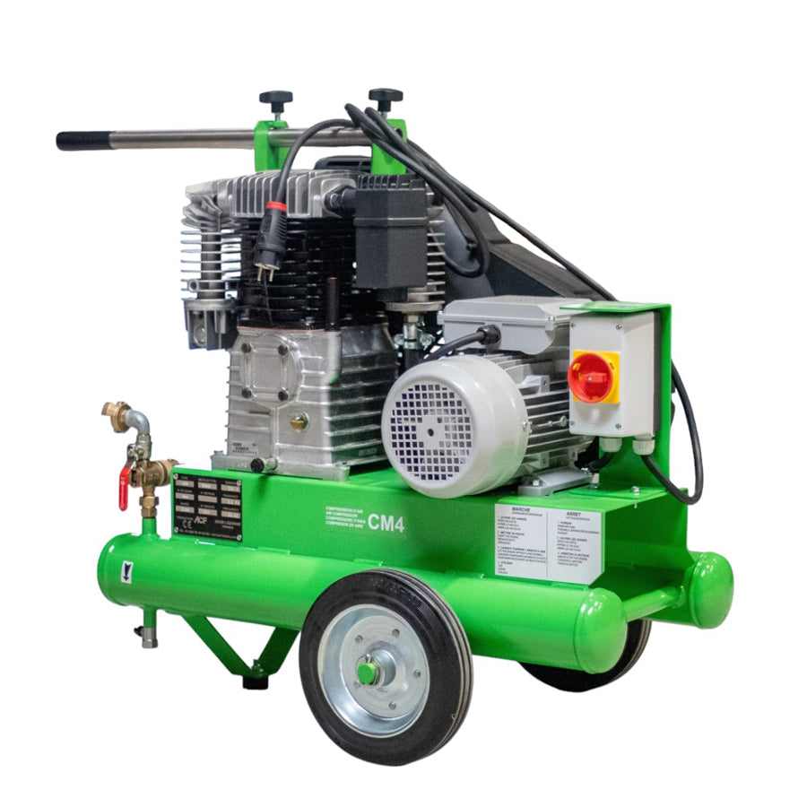 Mobil elektrisk stempelkompressor CM 4, elmotor, 3 hk, 220 V, 350 l/min, maks. 7 bar driftstryk