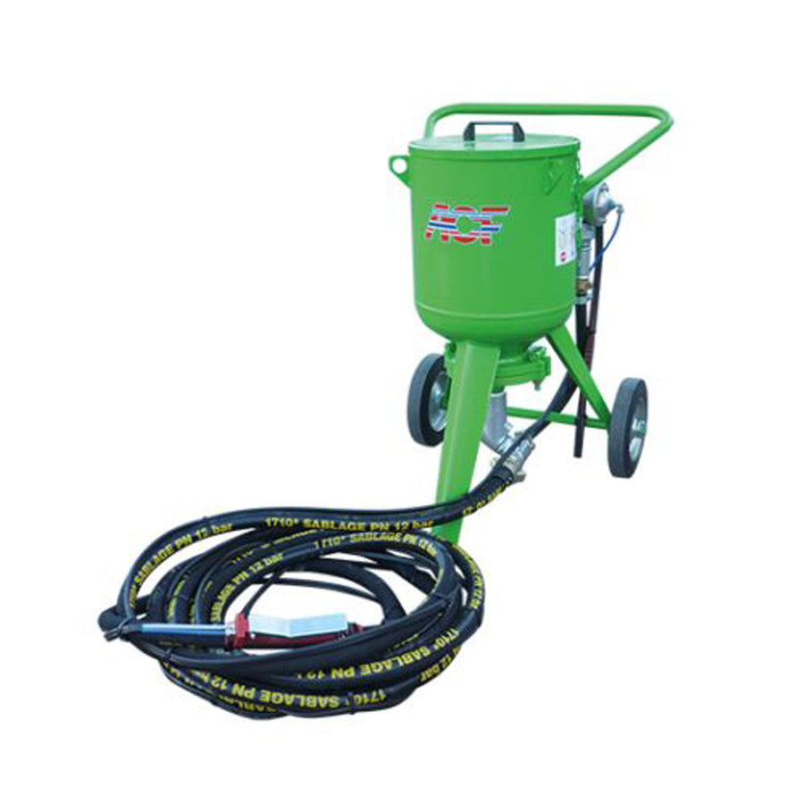 Sableuse basse pression Calao, capacité de 24 ou 50 litres, pression de projection de 1,5-7 bar, également disponible en kit complet avec compresseur