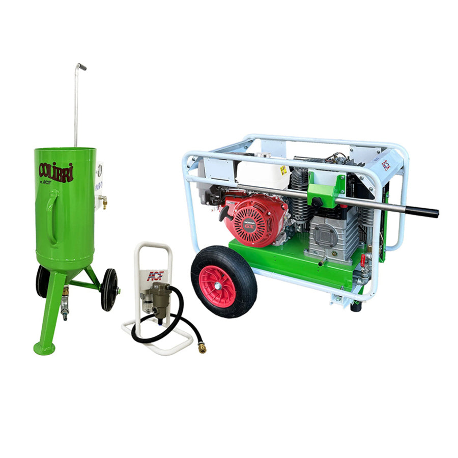 Appareil de sablage basse pression Colibri, capacité de 8 litres, pression de sablage de 0,5-7 bar, également disponible en kit complet avec compresseur