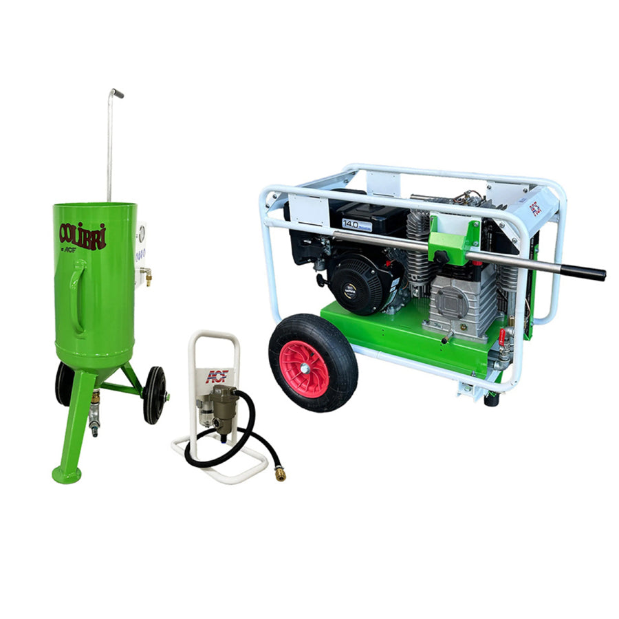 Appareil de sablage basse pression Colibri, capacité de 8 litres, pression de sablage de 0,5-7 bar, également disponible en kit complet avec compresseur