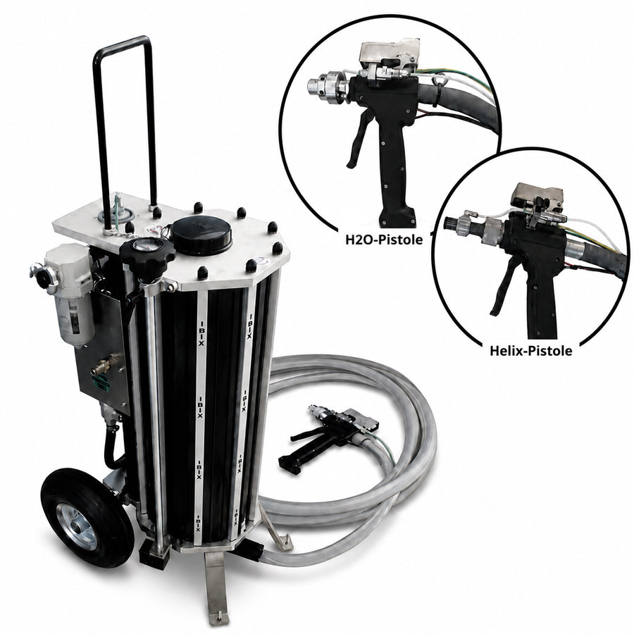 Niederdruckstrahlgerät IBIX 25 Phönix Feinstrahlsystem, 25 Liter Fassungsvermögen, 0,2-7,5 bar Strahldruck, Komplettset
