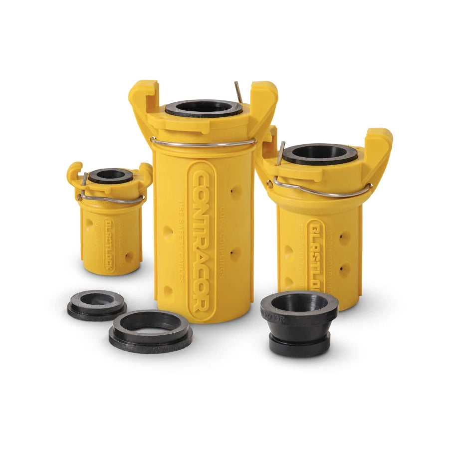 Raccordo per tubo di sabbiatura CQP Blastlock, in nylon, per tubi di sabbiatura con diametro esterno di 27, 33, 39, 48 mm