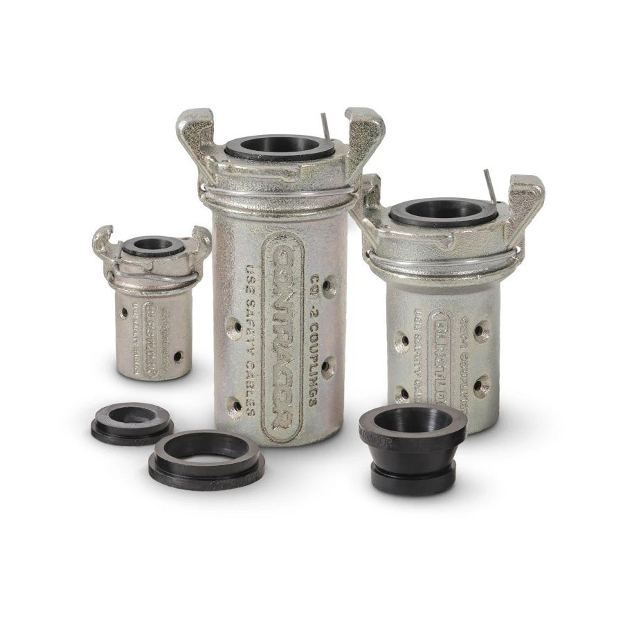 Raccordo per tubo di sabbiatura CQT Blastlock, in ghisa malleabile, per tubi di sabbiatura con diametro esterno di 27, 33, 39 e 48 mm