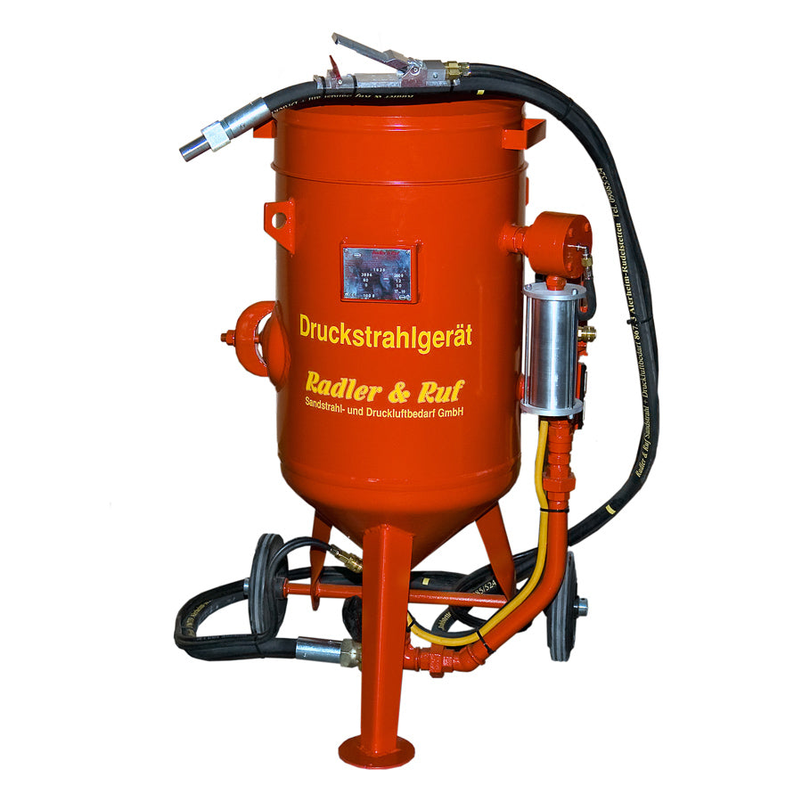 Serbatoio per sabbiatura da 60 litri, disponibile anche come set completo con kit tubo di sabbiatura e ugello per sabbiatura