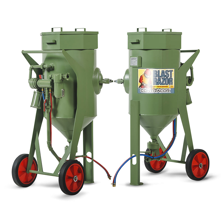Réservoir de sablage BlastRazor Z-50RC (50 litres), avec tuyau de commande à distance de 5 m et levier manuel DMH, combinable en option avec d’autres accessoires