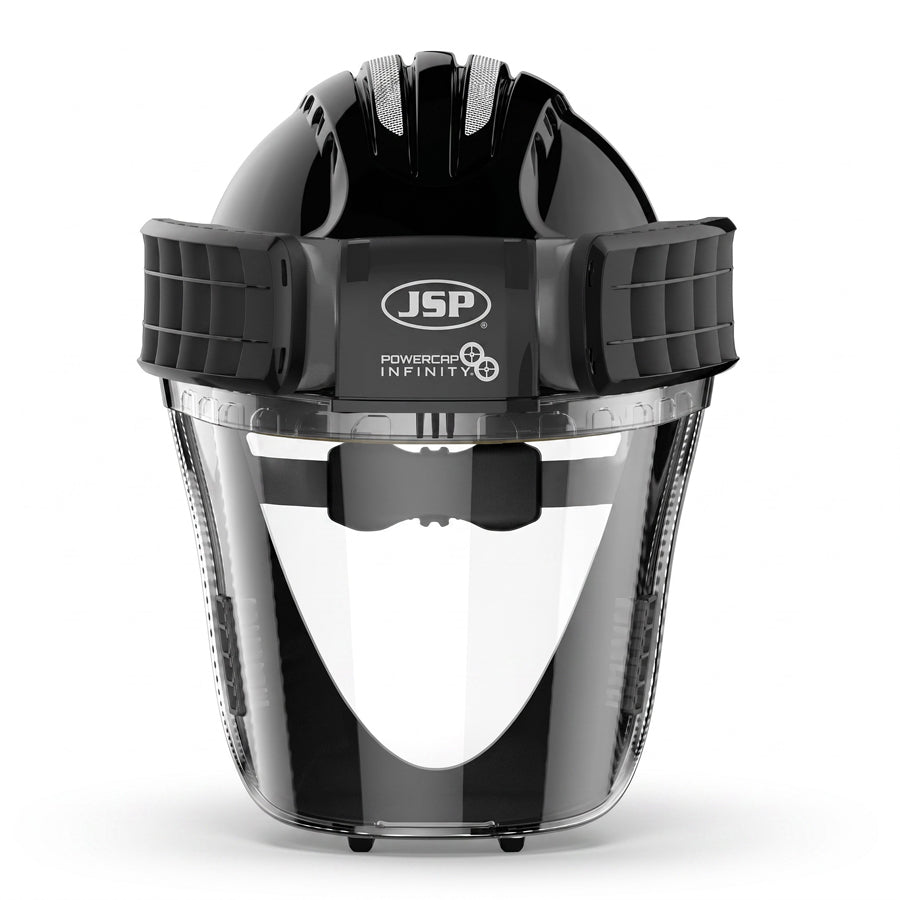 Sandstrahlhelm Infinity mat Gebléis-Otemschutz, Ladegerät a Filtersystem