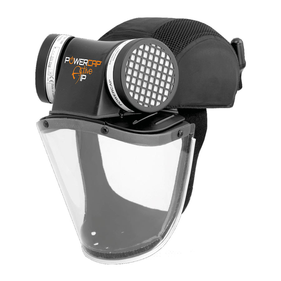 Casco da sabbiatura Active con sistema di respirazione ad aria ventilata, batteria, caricabatterie e filtro