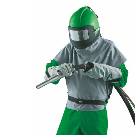 Casque de sablage Nova 2000 avec cape en nylon ou en cuir et soupape de régulation