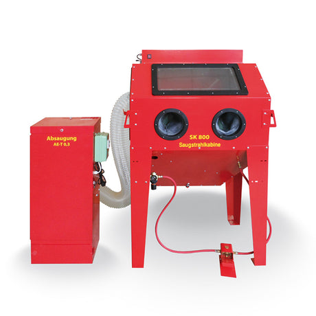 Saugstrahlkabinn SK-800 mat Profi-Strahlkapp an Hartmetall-Strahldüs Ø 8 mm, optional mat Filteranlag