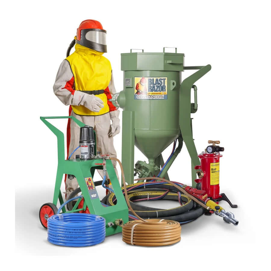 Strahlkessel BlastRazor Nassstrahlsystem 100 (100 Liter), Komplettset mit Schutzausrüstung