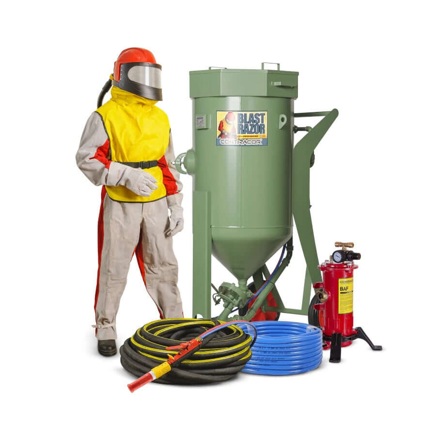 Strahlkessel BlastRazor Strahlsystem 200 (200 Liter), Komplettset mat Schutzausrüstung