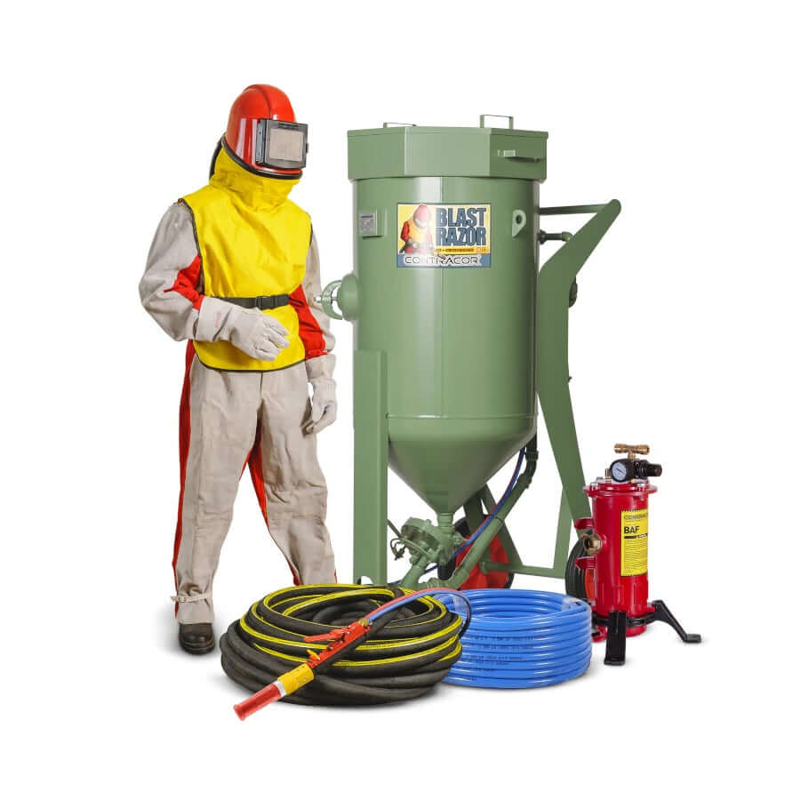Strahlkessel BlastRazor Strahlsystem 200 (200 Liter), Komplettset mat Schutzausrüstung