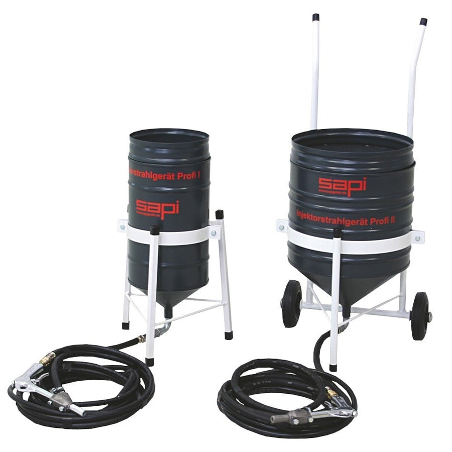 Zandstraalpistool Profi 1/2, reservoir van 25 of 50 liter, met straalmiddelslang van 3 m, luchtslang van 5 m, complete set