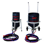 Pistola per sabbiatura Profi Turbo 1/2, contenitore da 25 o 50 litri, con tubo per abrasivo da 3 m, tubo dell'aria da 5 m, set completo