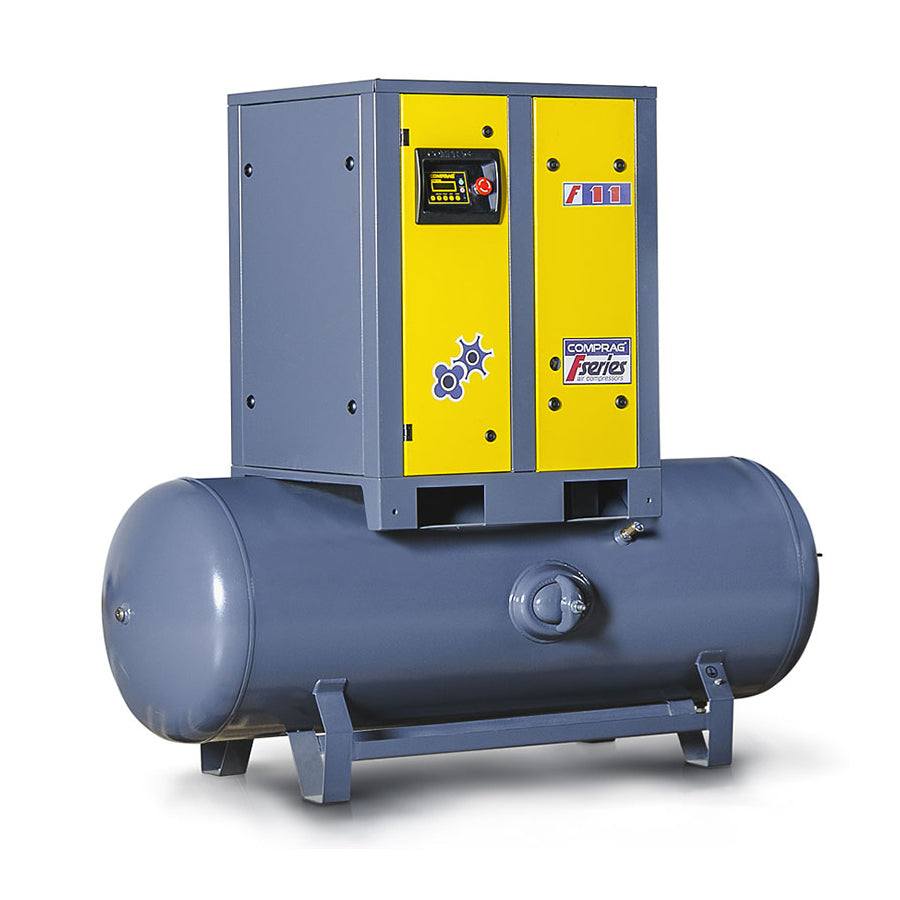 Schraubenkompressor FR Serie, 11 kW Antriebsleistung, 270/500 Liter Druckluftbehälter, 1,4/1,6 m³/min Volumenstrom, 8/10 bar max. Betriebsdruck