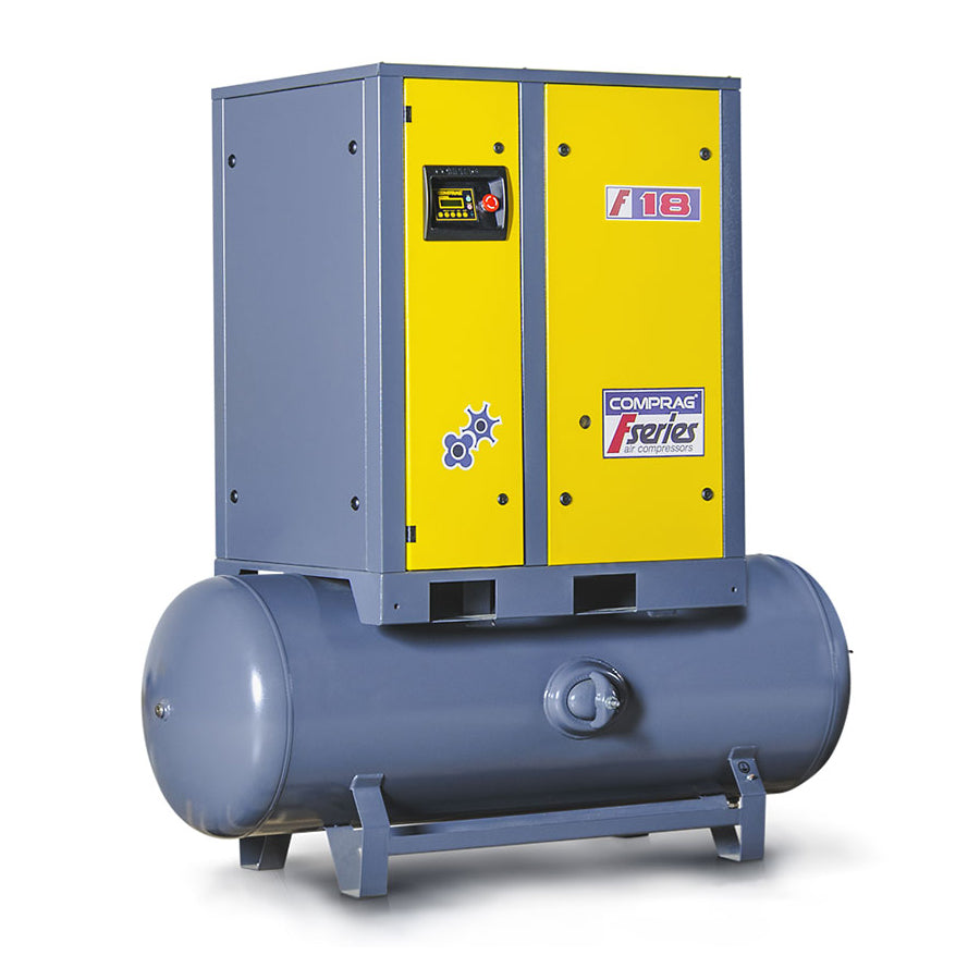 Schraubenkompressor FR Serie, 18,5 kW Antriebsleistung, 500 Liter Druckluftbehälter, 2,5/3,1 m³/min Volumenstrom, 8/10 bar max. Betriebsdruck