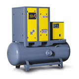 Šroubový kompresor řady FRD, výkon pohonu 15 kW, chladicí sušička, zásobník stlačeného vzduchu 270/500 litrů, průtok 1,9/2,3 m³/min, max. provozní tlak 8/10 bar