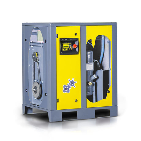 Schraufkompressor F Serie, 5,5 kW Undriibsleeschtung, 0,55/0,65/0,75 m³/min Volumenstroum, 13, 10 oder 8 bar max. Betribsdrock