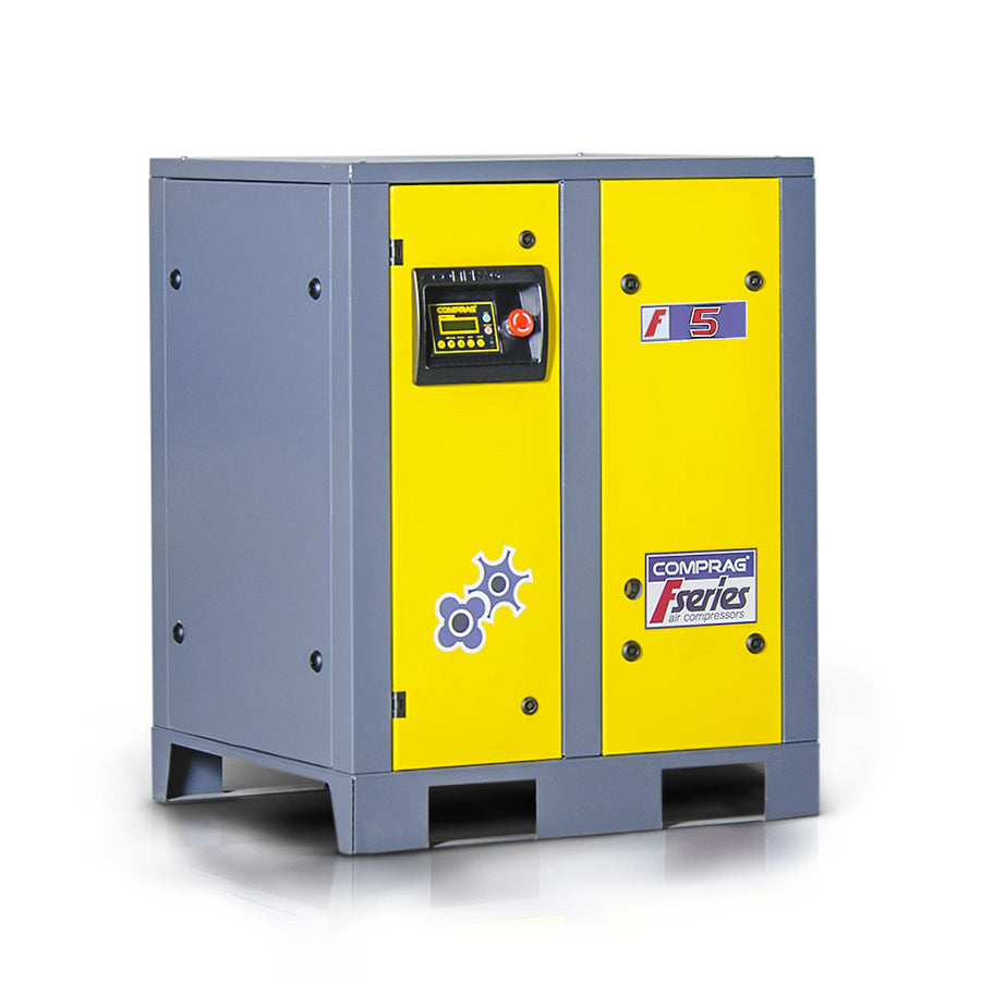 Šroubový kompresor řady F, příkon pohonu 5,5 kW, průtok 0,55/0,65/0,75 m³/min, max. provozní tlak 13, 10 nebo 8 bar