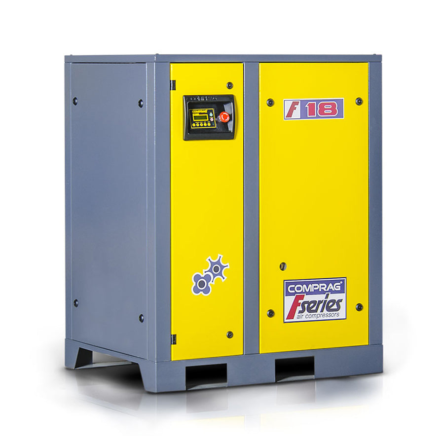Schraubenkompressor F Serie, 18,5 kW Antriebsleistung, 2,2/2,5/3,1 m³/min Volumenstrom, 13, 10 oder 8 bar max. Betriebsdruck