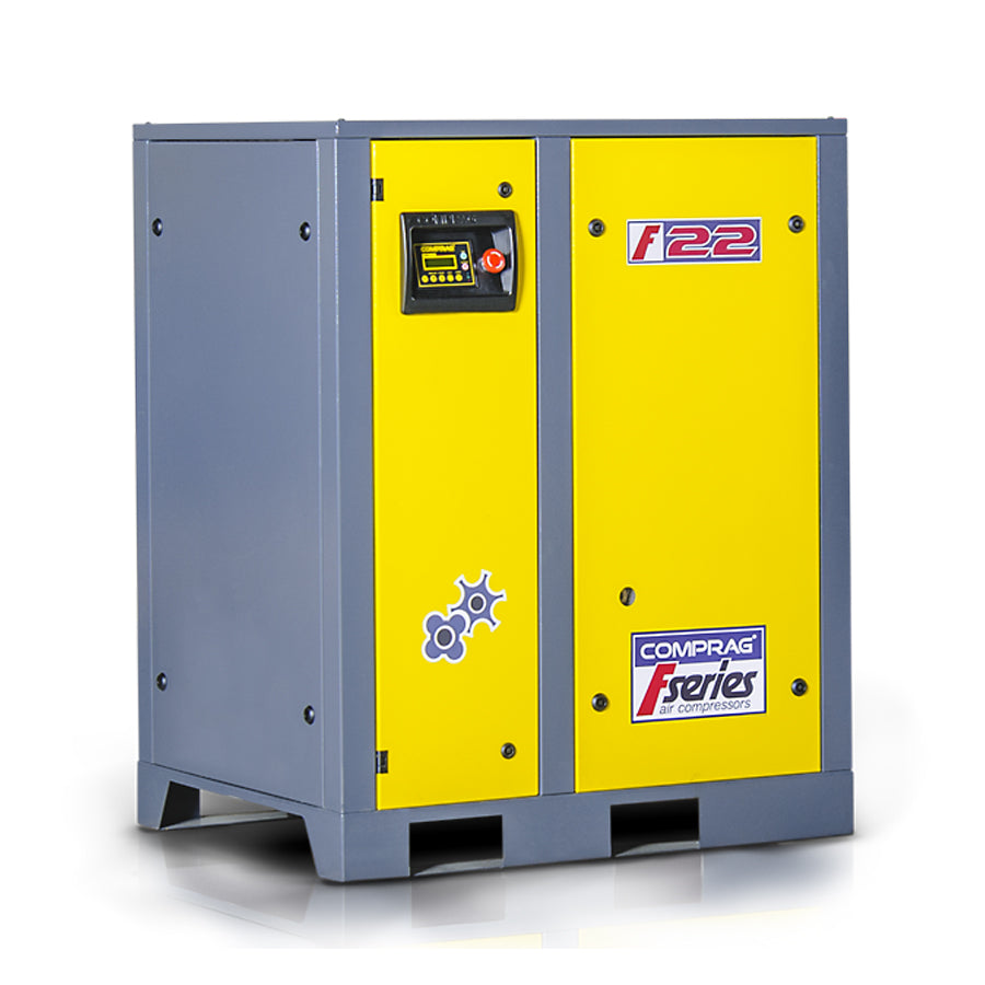 Schraubenkompressor F Serie, 22 kW Antriebsleistung, 2,6/3/3,6 m³/min Volumenstrom, 13, 10 oder 8 bar max. Betriebsdruck