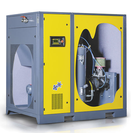 Schraufkompressor F Serie, 45 kW Undriibsleeschtung, 5,7/6,5/7,5 m³/min Volumenstroum, 13, 10 oder 8 bar max. Betribsdrock