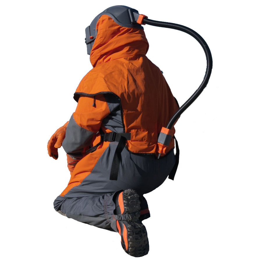 Sandstrahellem Blastsafe ORIGIN mat integréiertem Gehéierschutz, Nyloncape a Regulierventil, verschidde Variante