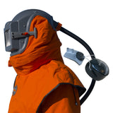 Sandstrahellem Blastsafe ORIGIN mat integréiertem Gehéierschutz, Nyloncape a Regulierventil, verschidde Variante