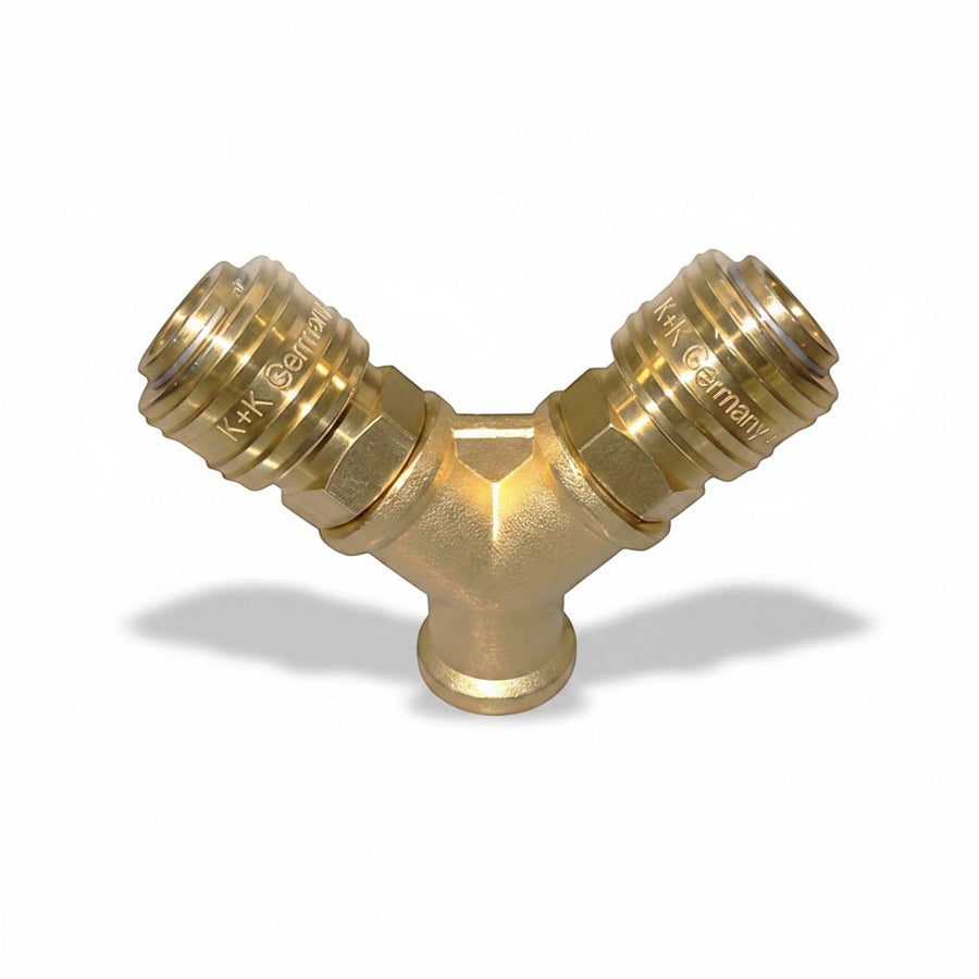 Verteiler mit 2 Abgängen DN 7.2, Messing MS 58, blank, max. PN 35